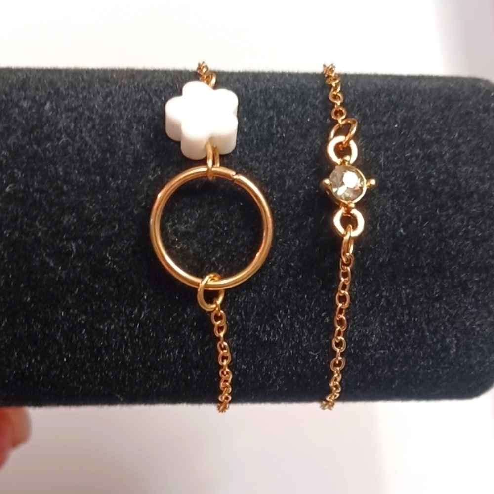 NWT 2 Gold Tone Stainless Steel w/ Charm Bracelets